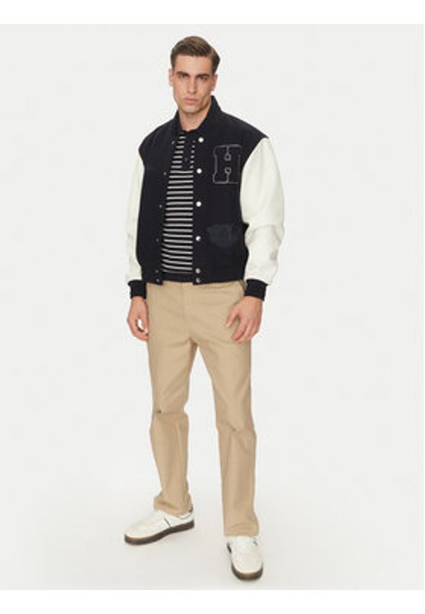 TOMMY HILFIGER - Tommy Hilfiger Kurtka przejściowa Leather Varsity Jacket MW0MW39248 Granatowy Regular Fit. Kolor: niebieski. Materiał: syntetyk