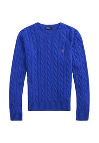 Polo Ralph Lauren Sweter 211971865006 Niebieski Slim Fit. Typ kołnierza: polo. Kolor: niebieski. Materiał: wełna