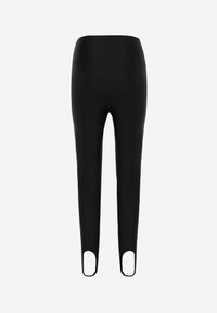 Born2be - Czarne Legginsy z Wysokim Stanem Zakończone Zapiętkami Evalla. Okazja: na co dzień. Stan: podwyższony. Kolor: czarny. Styl: casual #3