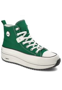 Zielone Sneakersy Rieker Modne Obuwie Damskie. Okazja: na co dzień, na spacer. Kolor: zielony. Materiał: materiał. Sezon: lato. Sport: turystyka piesza