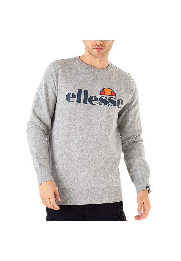 Bluza Ellesse SL Succiso SHC07930112 - szara. Typ kołnierza: bez kaptura. Kolor: szary. Materiał: bawełna, poliester, tkanina. Wzór: aplikacja. Styl: klasyczny