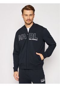 Karl Lagerfeld - KARL LAGERFELD Bluza Sweat Zip 705034 511902 Granatowy Regular Fit. Typ kołnierza: dekolt w karo. Kolor: niebieski. Materiał: bawełna