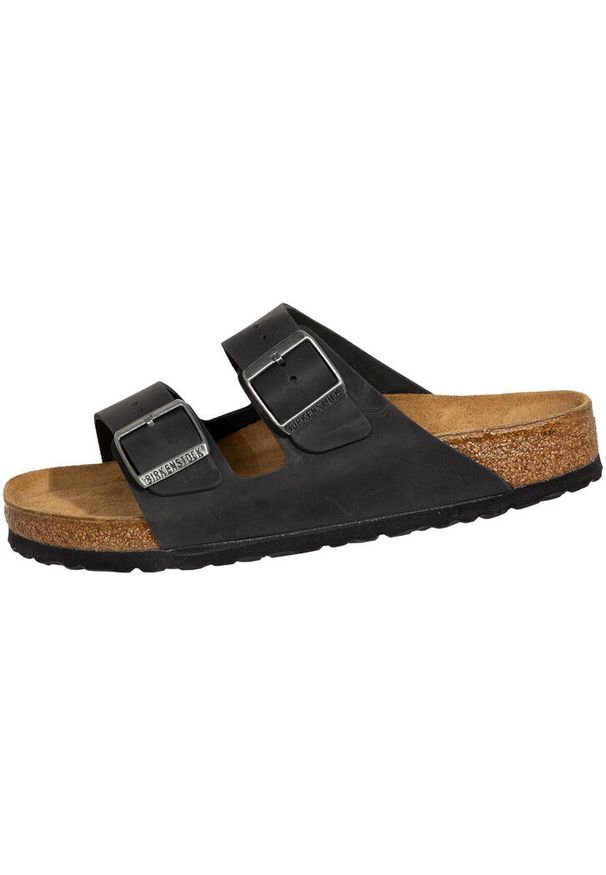 Klapki unisex Birkenstock Arizona. Zapięcie: bez zapięcia. Kolor: czarny. Materiał: skóra. Szerokość cholewki: normalna. Sport: turystyka piesza, pływanie, fitness