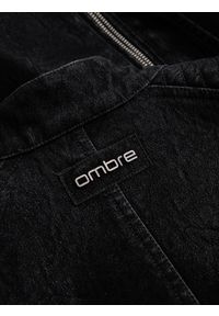 Ombre Clothing - Kurtka męska biker ze stójką w stylu retro – czarna V2. Typ kołnierza: kołnierzyk stójkowy. Kolor: czarny. Materiał: skóra, poliester, materiał. Styl: retro #9
