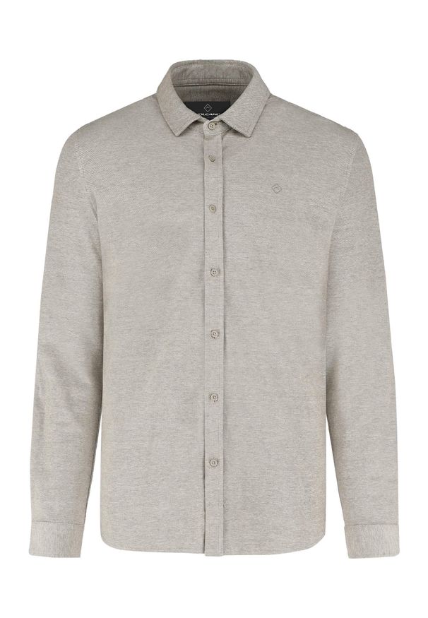 Volcano - Bawełniana koszula, Regular Fit, K-NAIROBI. Okazja: na co dzień. Materiał: bawełna. Długość rękawa: długi rękaw. Długość: długie. Wzór: melanż. Styl: casual, klasyczny