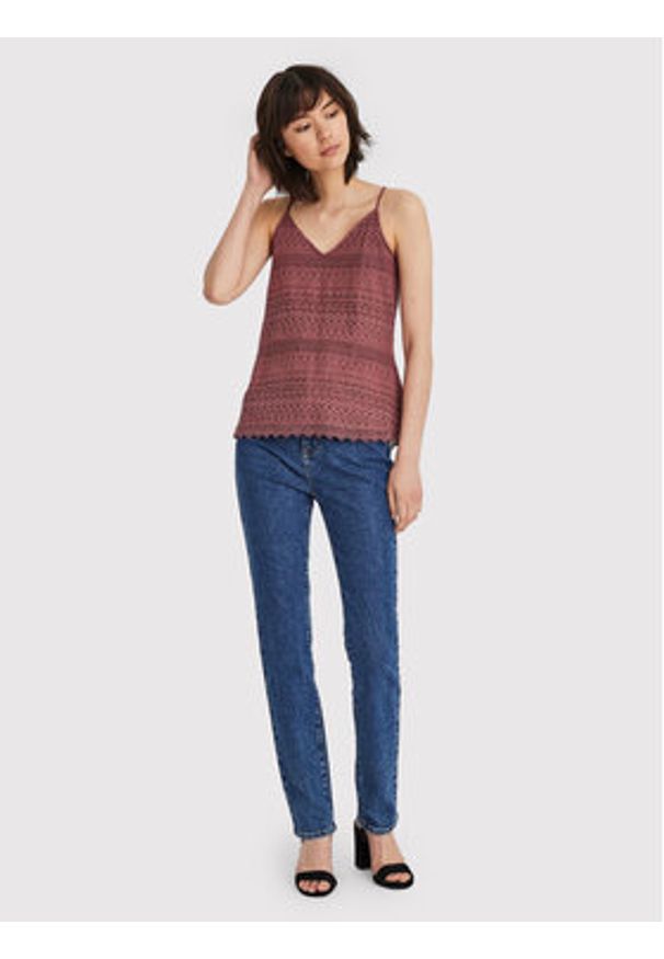 Vero Moda Top Honey 10190150 Bordowy Regular Fit. Kolor: czerwony. Materiał: bawełna