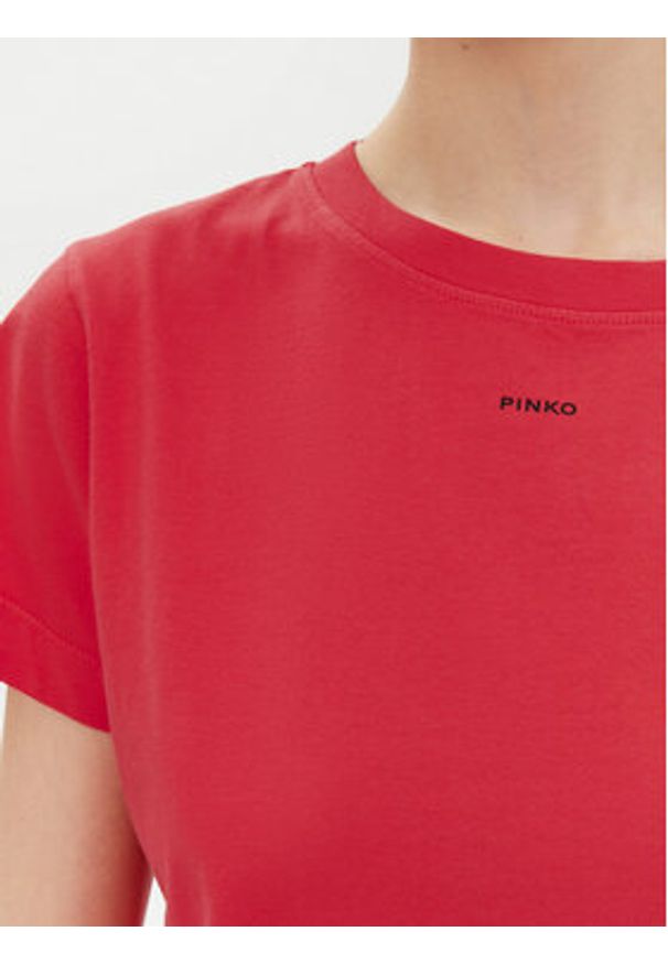 Pinko - PINKO T-Shirt 100373 A228 Czerwony Regular Fit. Kolor: czerwony. Materiał: bawełna