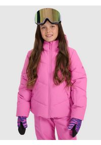 4f - 4F Kurtka narciarska membrana 5000 dziewczęca - różowa 164 (13-14 lat). Kolor: różowy. Materiał: poliester, materiał. Wzór: gładki. Sezon: lato #1