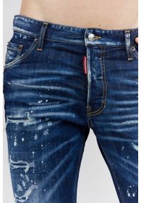 DSQUARED2 Granatowe jeansy męskie cool guy jean. Kolor: niebieski. Wzór: aplikacja