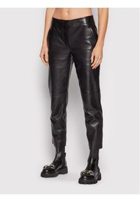 Karl Lagerfeld - KARL LAGERFELD Spodnie skórzane 216W1901 Czarny Slim Fit. Kolor: czarny. Materiał: skóra #1
