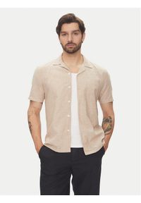 Lindbergh Koszula 30-203319 Beżowy Relaxed Fit. Kolor: beżowy. Materiał: bawełna