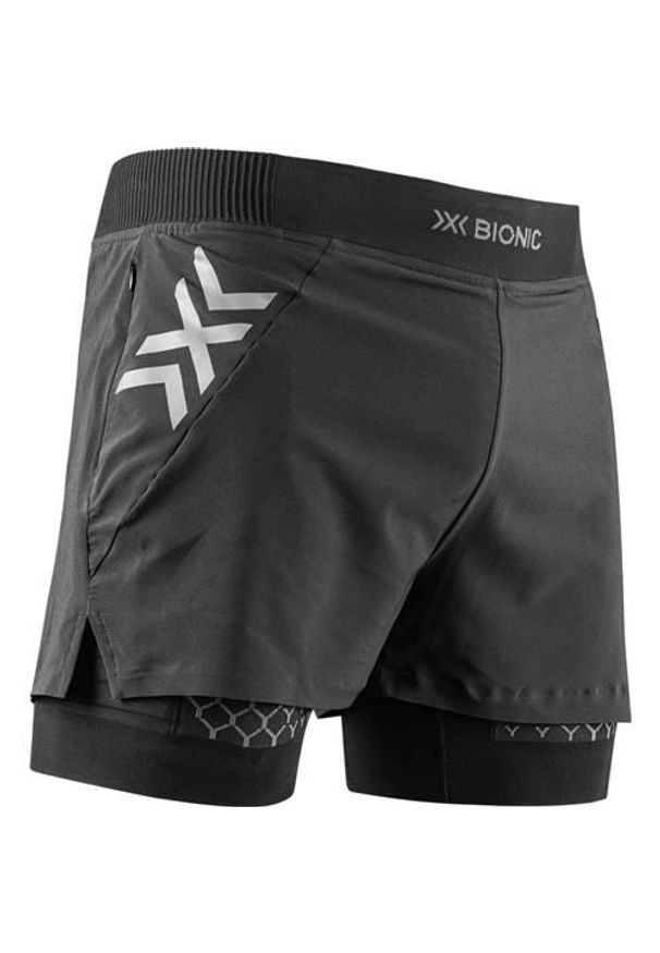 Spodnie do biegania męskie X-Bionic Twyce Race 2in1. Kolor: czarny. Materiał: syntetyk, materiał