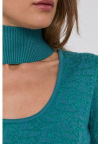 Pinko Sweter damski kolor zielony z półgolfem. Kolor: zielony. Materiał: materiał. Długość rękawa: krótki rękaw. Długość: krótkie #2
