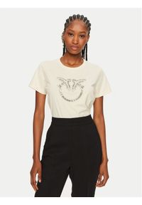 Pinko - PINKO T-Shirt Quentin 100535 A24E Écru Regular Fit. Materiał: bawełna