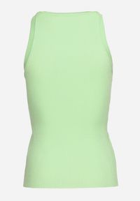 Born2be - Zielony Top o Klasycznym Kroju z Prążkowanej Dzianiny Wavera. Kolor: zielony. Materiał: dzianina, prążkowany. Styl: klasyczny #6