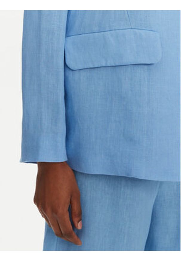 Marella Marynarka Orata 2515041082 Błękitny Regular Fit. Kolor: niebieski. Materiał: len