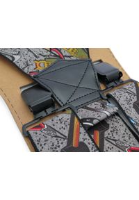 Modini - Szare szerokie szelki męskie w narzędzia T19. Kolor: szary. Materiał: skóra, guma #1