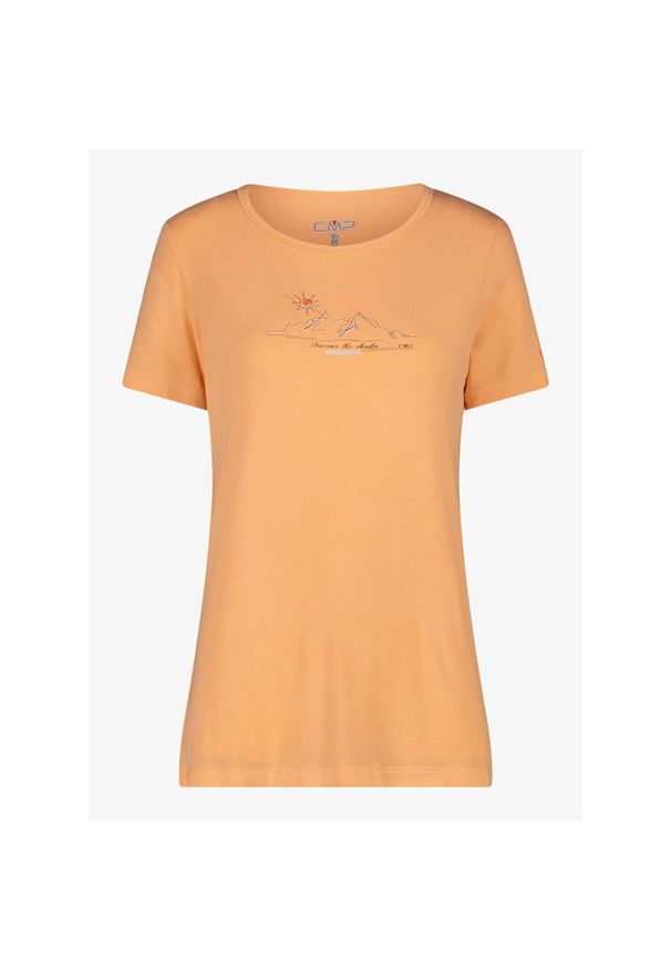 Koszulka z nadrukiem damska CMP Soraka T-Shirt. Kolor: pomarańczowy. Wzór: nadruk