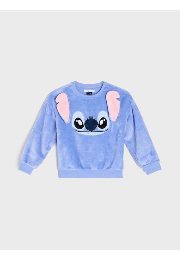 Sinsay - Bluza crewneck z haftem Stitch - niebieski. Kolor: niebieski. Wzór: haft