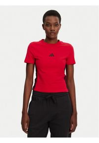 Adidas - adidas T-Shirt Essentials 3-Stripes JE1242 Czerwony Slim Fit. Kolor: czerwony. Materiał: bawełna