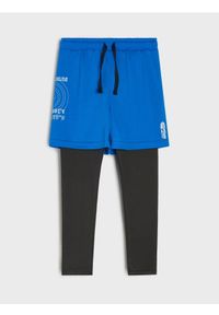 Sinsay - Legginsy sportowe z szortami Active - niebieski. Kolor: niebieski. Styl: sportowy #1
