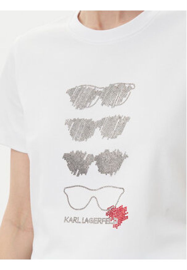 Karl Lagerfeld - KARL LAGERFELD T-Shirt A2W17103 Biały Regular Fit. Typ kołnierza: dekolt w karo. Kolor: biały. Materiał: bawełna