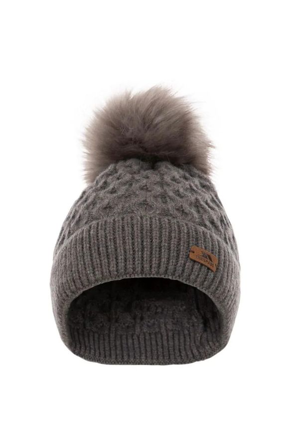 TRESPASS - Czapka Beanie Damska Freja Pom Pom. Kolor: szary. Sezon: zima