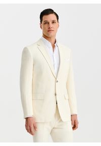 Pako Lorente - PAKO LORENTE - Beżowa marynarka garniturowa z lnem. Kolor: beżowy. Materiał: len. Wzór: gładki. Sezon: wiosna #2