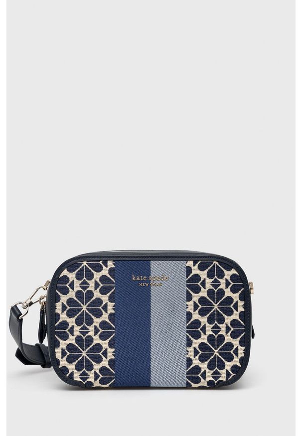 Kate Spade - Torebka skórzana. Kolor: niebieski. Wzór: haft. Dodatki: z haftem. Materiał: skórzane. Rodzaj torebki: na ramię
