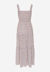 Born2be - Jasnobeżowa Sukienka Rozkloszowana na Ramiączkach w Kwiaty Hasana. Okazja: na co dzień. Kolor: beżowy. Długość rękawa: na ramiączkach. Wzór: kwiaty. Sezon: lato. Typ sukienki: proste. Styl: casual, elegancki #4