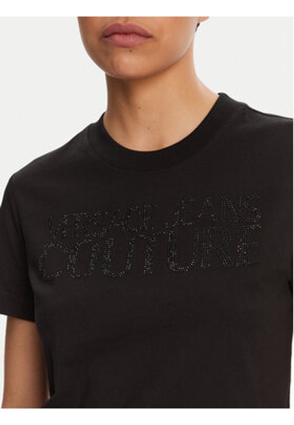 Versace Jeans Couture T-Shirt 78HAHS04 Czarny Regular Fit. Kolor: czarny. Materiał: bawełna