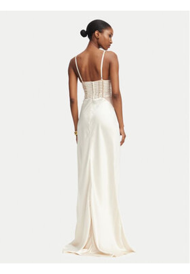 Elisabetta Franchi Sukienka wieczorowa AB-R53-62E2-V760 Kremowy Slim Fit. Kolor: kremowy. Materiał: syntetyk. Styl: wizytowy