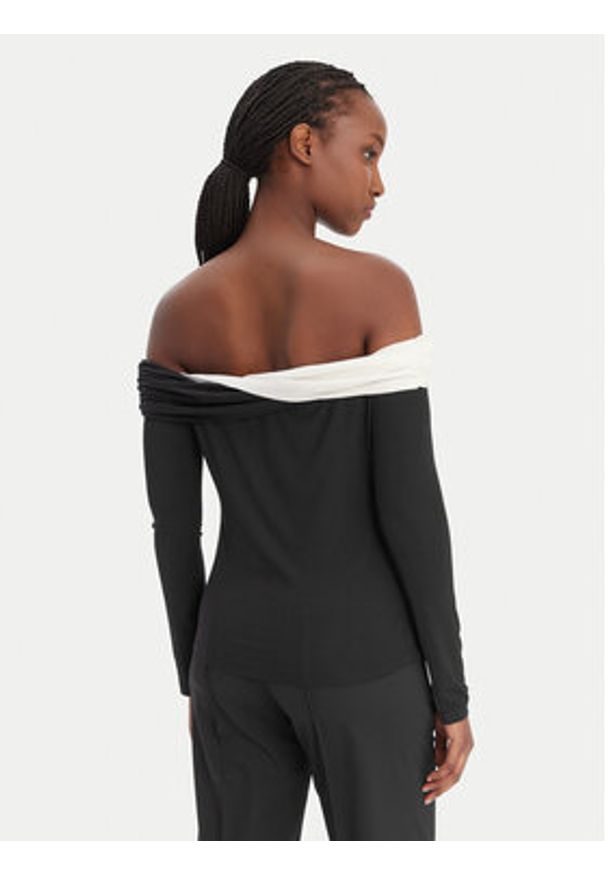Karl Lagerfeld - KARL LAGERFELD Bluzka B1W17009 Czarny Slim Fit. Typ kołnierza: dekolt w karo. Kolor: czarny