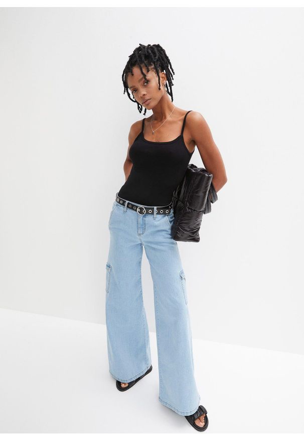 bonprix - Bawełniany top na cienkich ramiączkach (2 szt.). Kolor: biały. Materiał: bawełna. Długość rękawa: na ramiączkach. Wzór: prążki. Styl: klasyczny