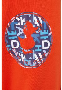 Save The Duck bluza męska kolor pomarańczowy z kapturem z nadrukiem. Okazja: na co dzień. Typ kołnierza: kaptur. Kolor: pomarańczowy. Materiał: bawełna. Wzór: nadruk. Styl: casual