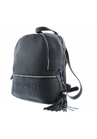 Big Star Accessories - Plecak unisex Big Star, materiał syntetyczny o gładkiej strukturze z pojemną komorą główną zapinaną na zamek uchwytem oraz regulowanymi szelkami, cza. Kolor: czarny. Wzór: gładki. Dodatki: z frędzlami. Materiał: skórzane, z tłoczeniem. Styl: elegancki, klasyczny, casual #6