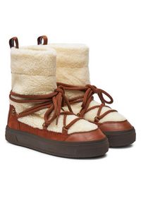 TOMMY HILFIGER - Tommy Hilfiger Śniegowce Lace-Up Faux Shearling Snowboot FW0FW08252 Beżowy. Kolor: beżowy. Materiał: materiał #2