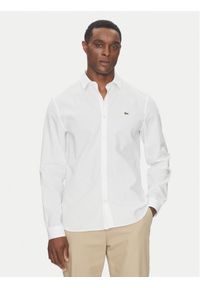 Lacoste Koszula CH5620 Biały Slim Fit. Kolor: biały. Materiał: bawełna