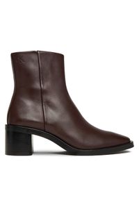 Calvin Klein Botki Block Heel Zip Boot Lth HW0HW02593 Bordowy. Kolor: czerwony. Materiał: skóra