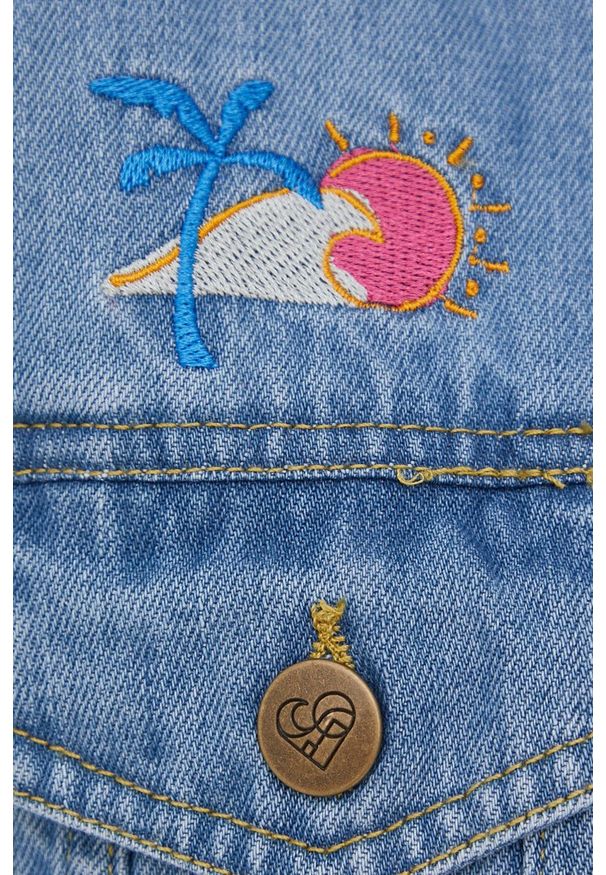 Femi Stories kurtka jeansowa damska przejściowa. Kolor: niebieski. Materiał: jeans