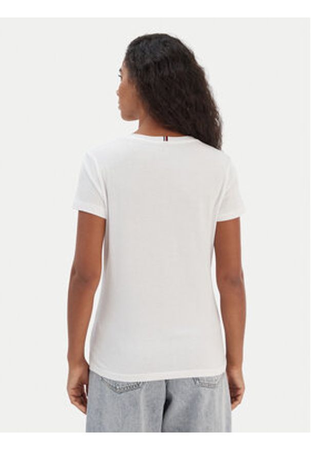 TOMMY HILFIGER - Tommy Hilfiger T-Shirt WW0WW22043 Biały Regular Fit. Kolor: biały. Materiał: bawełna