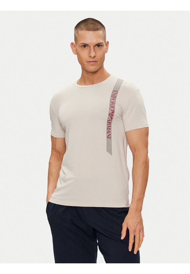 Emporio Armani Underwear T-Shirt 111971 4R525 03155 Beżowy Slim Fit. Kolor: beżowy. Materiał: bawełna