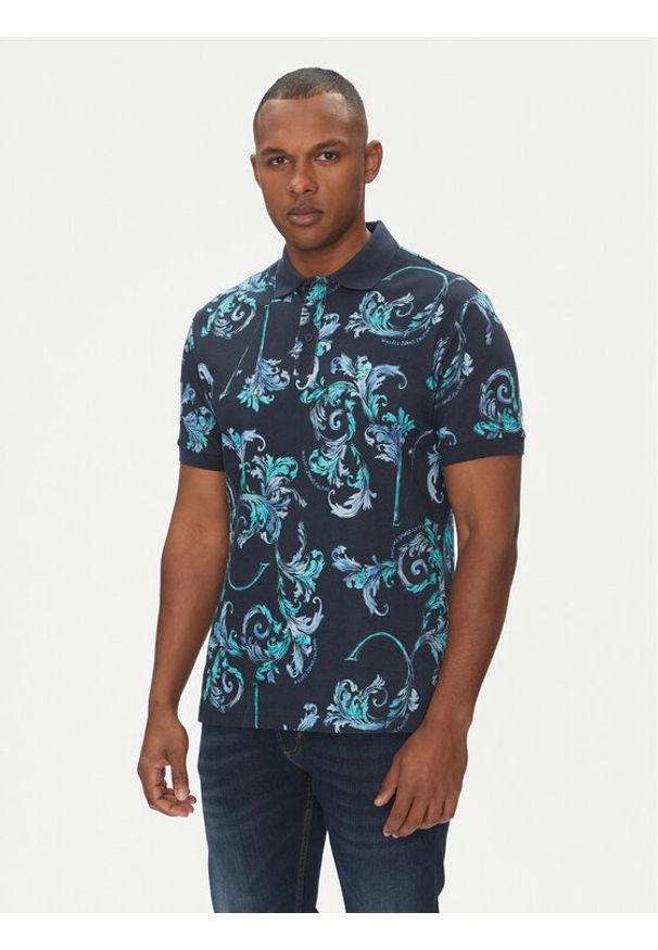 Versace Jeans Couture Polo 78GAG6S0 Granatowy Regular Fit. Typ kołnierza: polo. Kolor: niebieski. Materiał: bawełna
