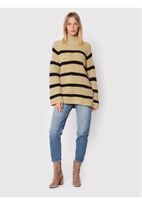 Custommade Sweter Talna Stripes 999212319 Beżowy Relaxed Fit. Kolor: beżowy. Materiał: syntetyk #4