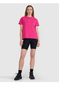 4f - 4F T-shirt oversize z nadrukiem damski - różowy M. Okazja: na co dzień. Kolor: różowy. Materiał: jersey, tkanina, dzianina, bawełna, materiał. Długość rękawa: krótki rękaw. Długość: krótkie. Wzór: nadruk. Sezon: lato. Styl: sportowy, klasyczny, casual