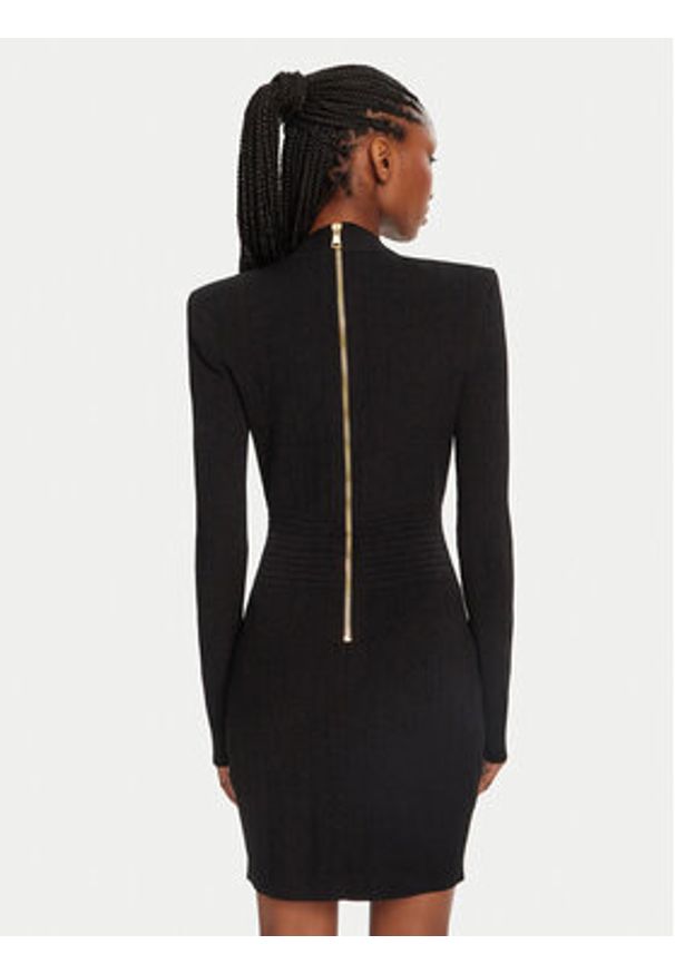 Balmain Sukienka dzianinowa DF1R8059KB07 Czarny Regular Fit. Kolor: czarny. Materiał: wiskoza