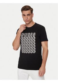 Guess T-Shirt M4YI29 J1314 Czarny Slim Fit. Kolor: czarny. Materiał: bawełna