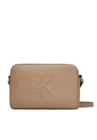 Calvin Klein Jeans Torebka Sculpted Ew Camera Bag20 LV04K3036G Beżowy. Kolor: beżowy. Materiał: skórzane