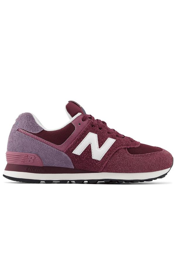 Buty New Balance U574ABO - bordowe. Okazja: na co dzień. Kolor: czerwony. Materiał: guma, materiał, syntetyk. Szerokość cholewki: normalna. Model: New Balance 574