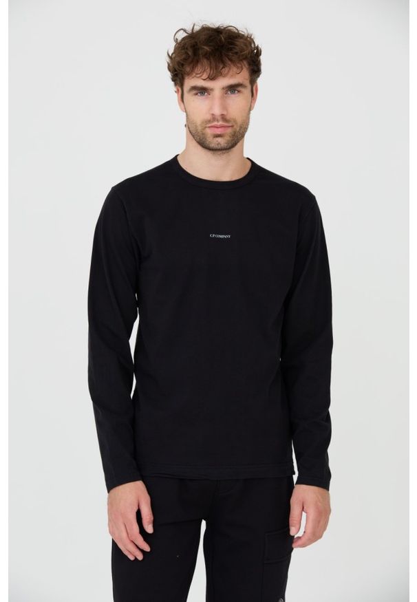 C.P. Company - C.P. COMPANY Czarny męski bawełniany longsleeve, Rozmiar XL. Kolor: czarny. Materiał: bawełna. Długość rękawa: długi rękaw